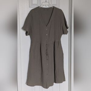 George Women's (Size L) Khaki Colored Cotton Short Sleeve Dress w/Pockets